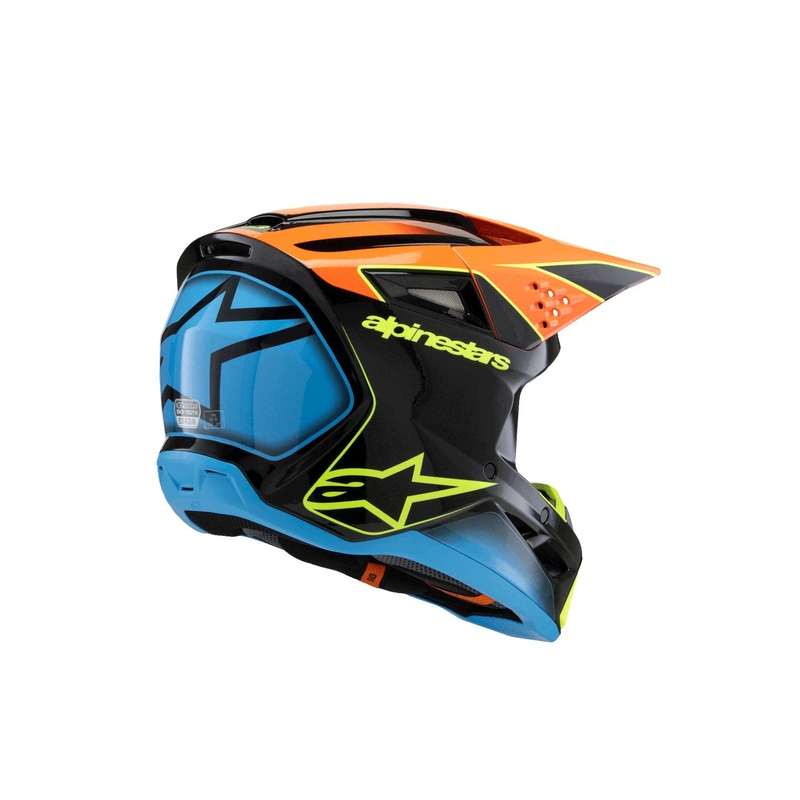 Lasten motocross kypärä Alpinestars S-M3 FRAY musta-fluo oranssi-fluo keltainen-turkoosi