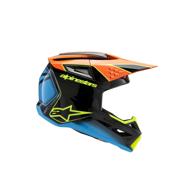Lasten motocross kypärä Alpinestars S-M3 FRAY musta-fluo oranssi-fluo keltainen-turkoosi