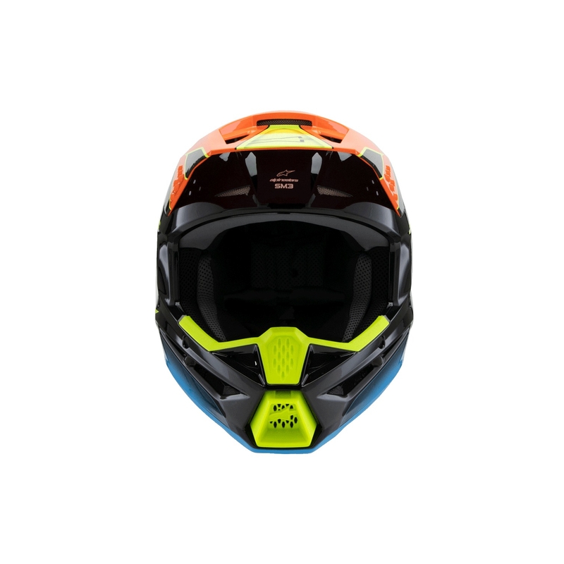 Lasten motocross kypärä Alpinestars S-M3 FRAY musta-fluo oranssi-fluo keltainen-turkoosi