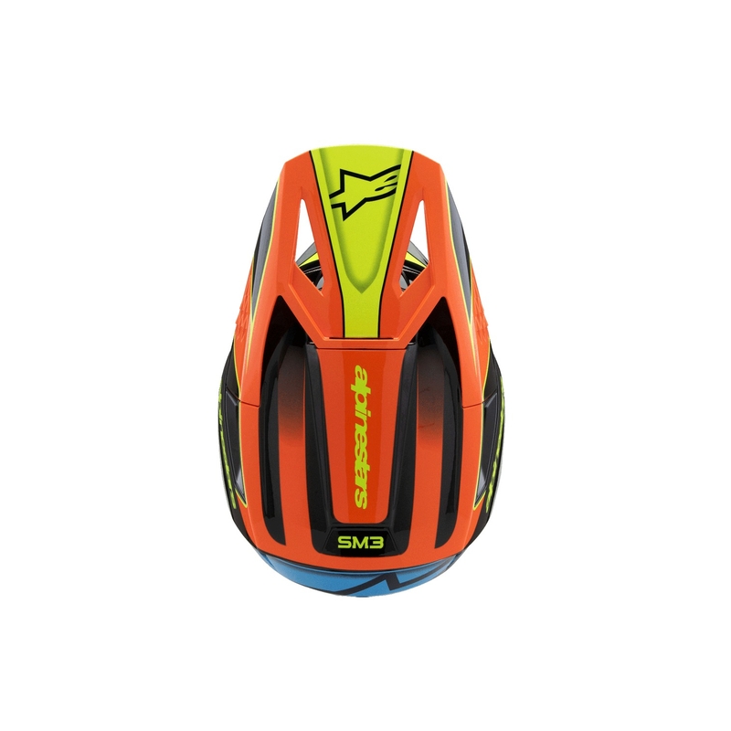 Lasten motocross kypärä Alpinestars S-M3 FRAY musta-fluo oranssi-fluo keltainen-turkoosi