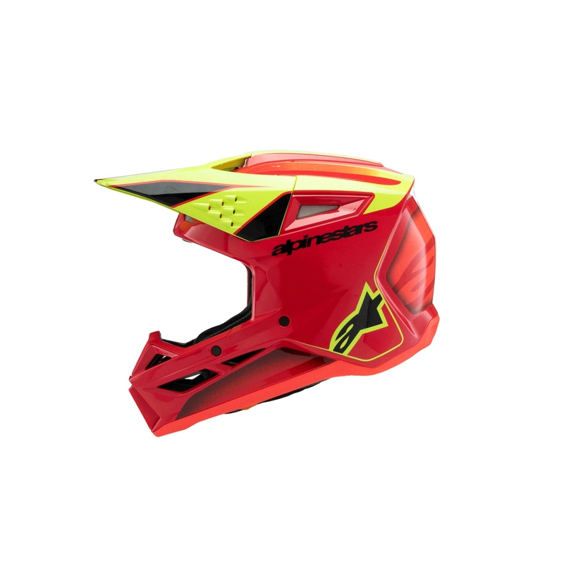Lasten motocross kypärä Alpinestars S-M3 FRAY punainen-fluo-kelta-musta