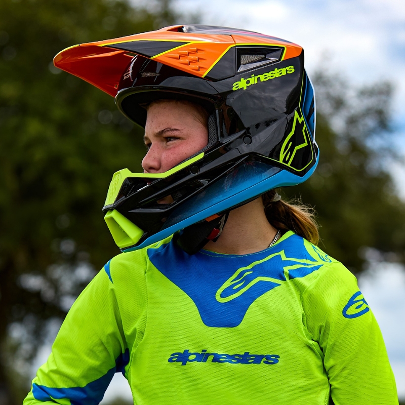 Lasten motocross kypärä Alpinestars S-M3 FRAY punainen-fluo-kelta-musta
