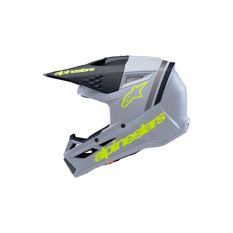 Lasten motocross kypärä Alpinestars S-M3 RADIUM matto harmaa-fluokokelta-musta