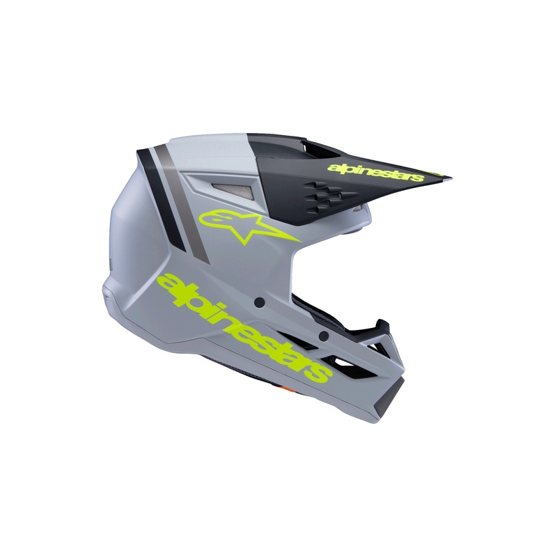 Lasten motocross kypärä Alpinestars S-M3 RADIUM matto harmaa-fluokokelta-musta