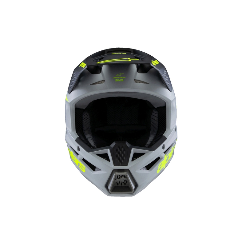 Lasten motocross kypärä Alpinestars S-M3 RADIUM matto harmaa-fluokokelta-musta