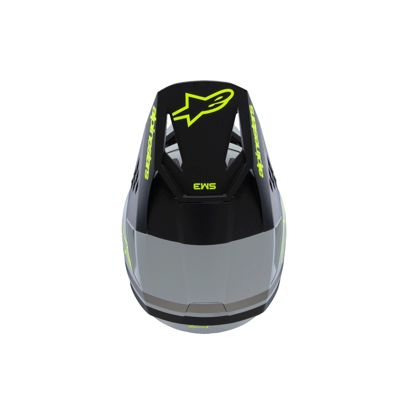 Lasten motocross kypärä Alpinestars S-M3 RADIUM matto harmaa-fluokokelta-musta