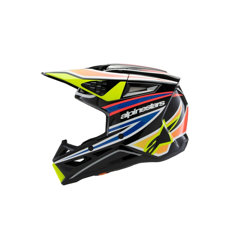 Alpinestars S-M3 WURX lasten motocross kypärä musta-fluo-kelta-sininen-punainen