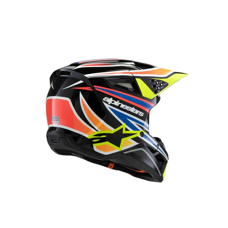 Alpinestars S-M3 WURX lasten motocross kypärä musta-fluo-kelta-sininen-punainen