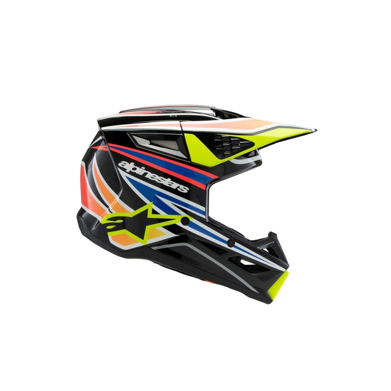 Alpinestars S-M3 WURX lasten motocross kypärä musta-fluo-kelta-sininen-punainen