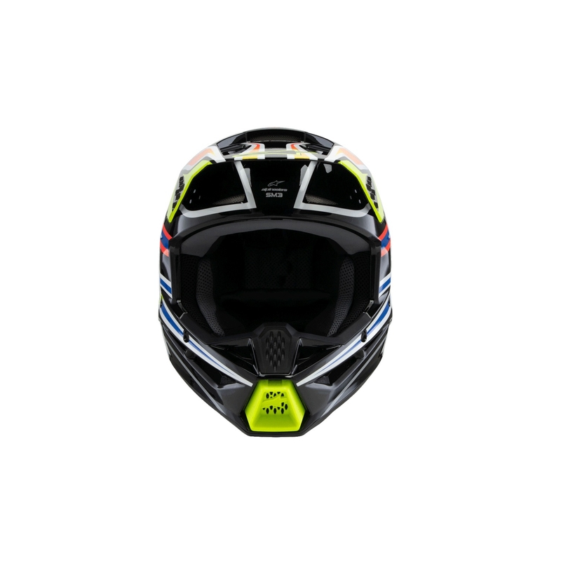 Alpinestars S-M3 WURX lasten motocross kypärä musta-fluo-kelta-sininen-punainen