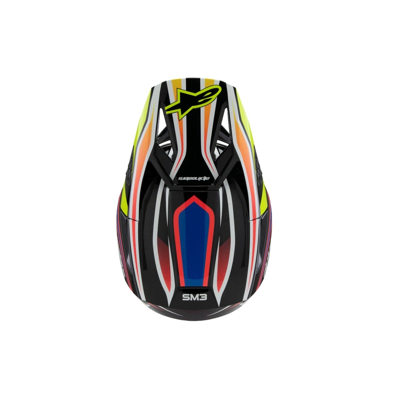 Alpinestars S-M3 WURX lasten motocross kypärä musta-fluo-kelta-sininen-punainen