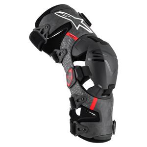 Alpinestars Supertech RK-10 Plasma mustat ja punaiset polvituet.