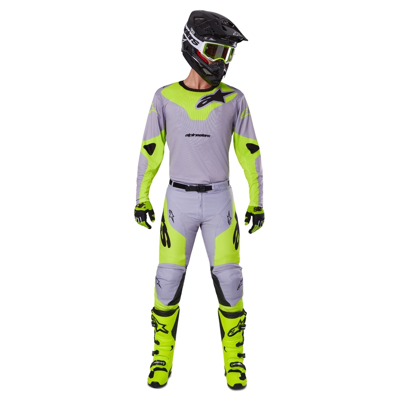 Alpinestars Racer Veil motocross paita harmaa-fluo keltainen