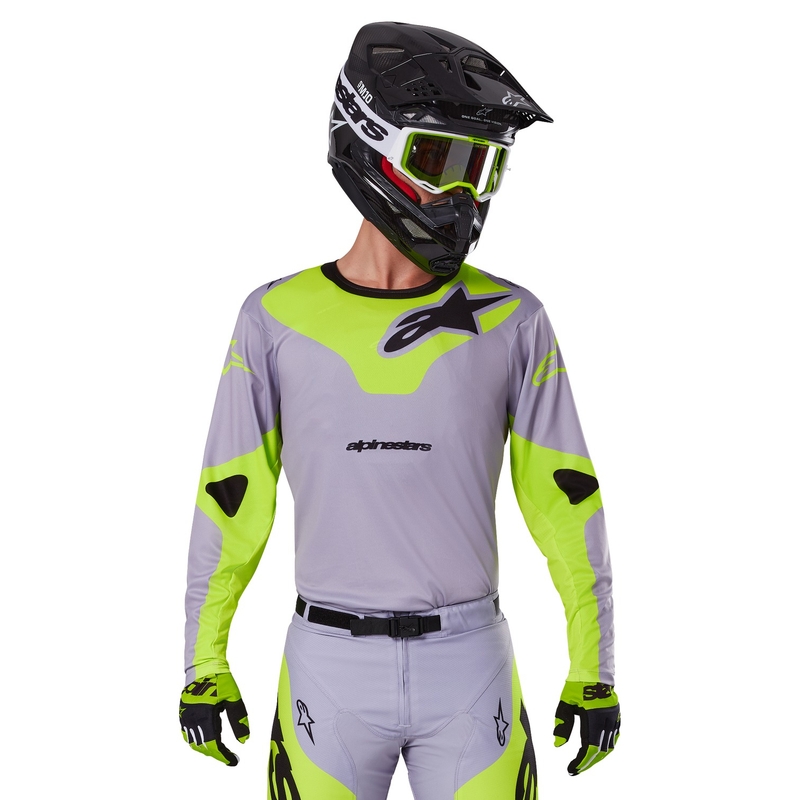 Alpinestars Racer Veil motocross paita harmaa-fluo keltainen