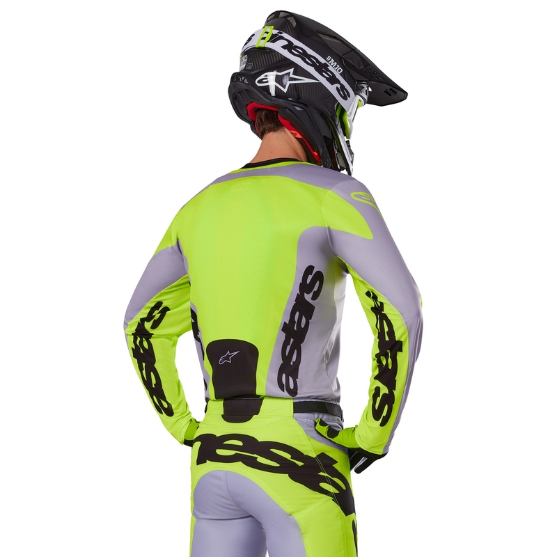 Alpinestars Racer Veil motocross paita harmaa-fluo keltainen
