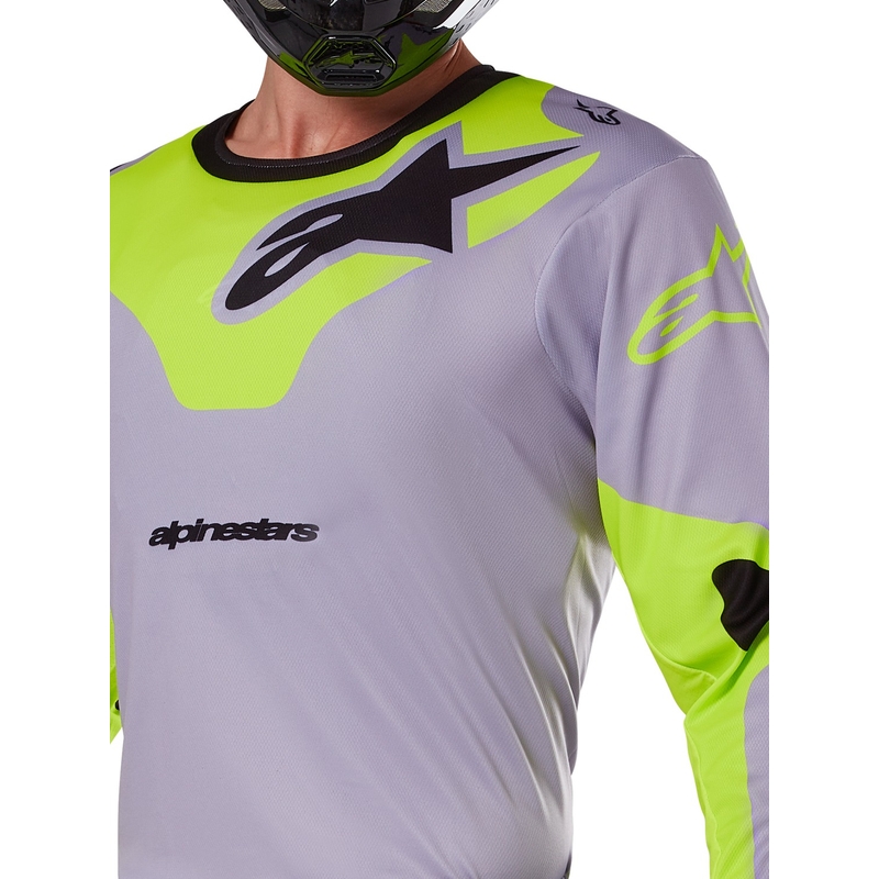 Alpinestars Racer Veil motocross paita harmaa-fluo keltainen