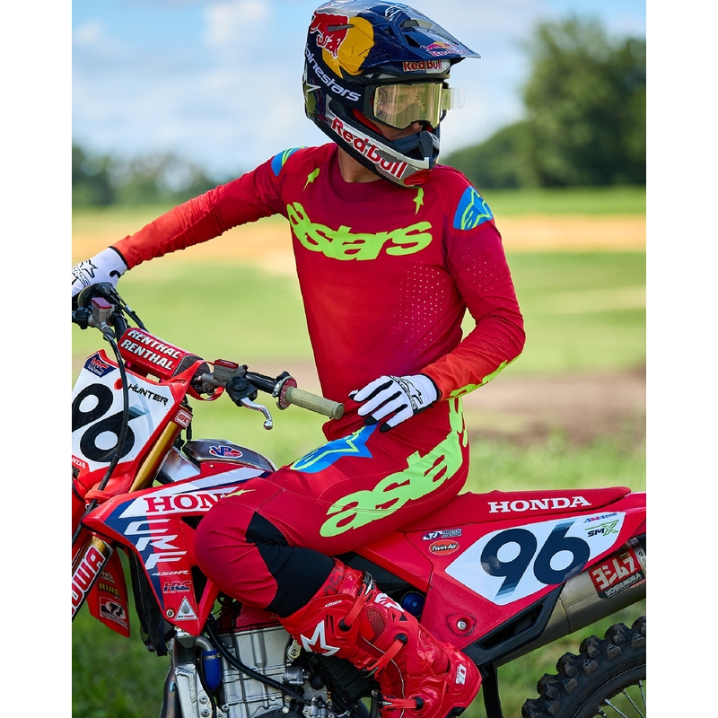 Motokrosový dres Alpinestars Supertech Maker červeno-fluo žlutý