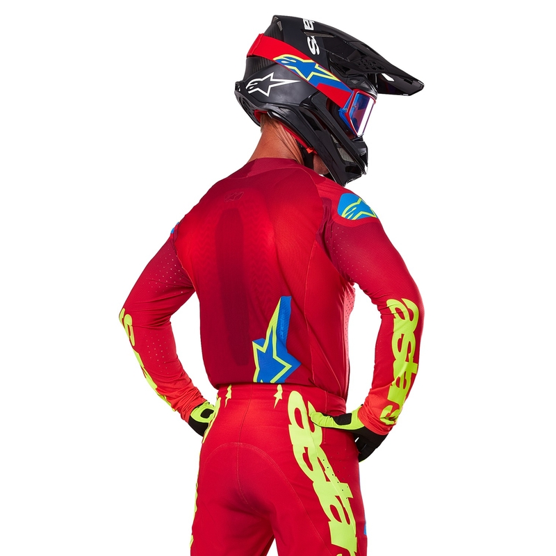 Motokrosový dres Alpinestars Supertech Maker červeno-fluo žlutý
