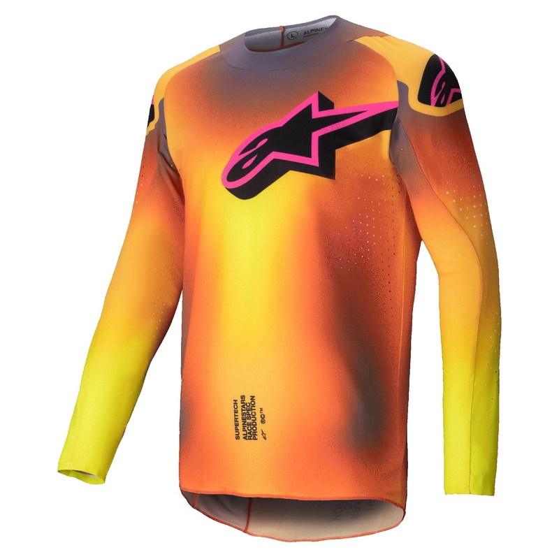 Motocross pelipaita Alpinestars Supertech Lipan kelta-vaaleanpunainen