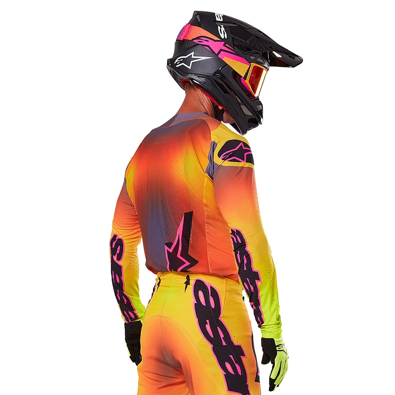 Motocross pelipaita Alpinestars Supertech Lipan kelta-vaaleanpunainen