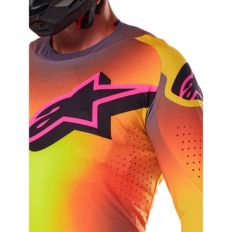 Motocross pelipaita Alpinestars Supertech Lipan kelta-vaaleanpunainen