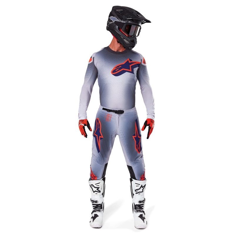 Motokrosový dres Alpinestars Supertech Lipan šedo-fluo oranžový