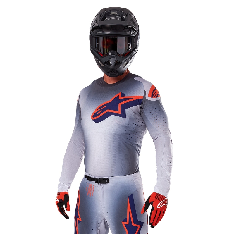 Motokrosový dres Alpinestars Supertech Lipan šedo-fluo oranžový