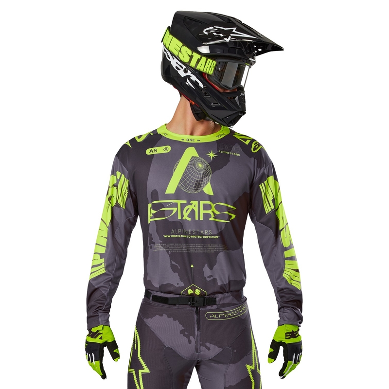 Alpinestars Racer Hollow tumma camo-fluo keltainen motocross trikoo