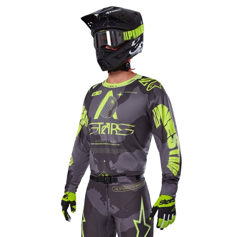 Alpinestars Racer Hollow tumma camo-fluo keltainen motocross trikoo