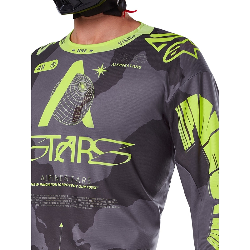 Alpinestars Racer Hollow tumma camo-fluo keltainen motocross trikoo