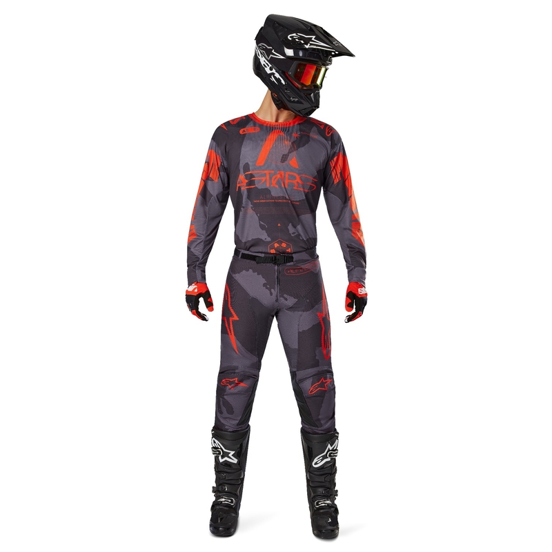 Alpinestars Racer Hollow harmaa camo-fluo oranssi motocross trikoo