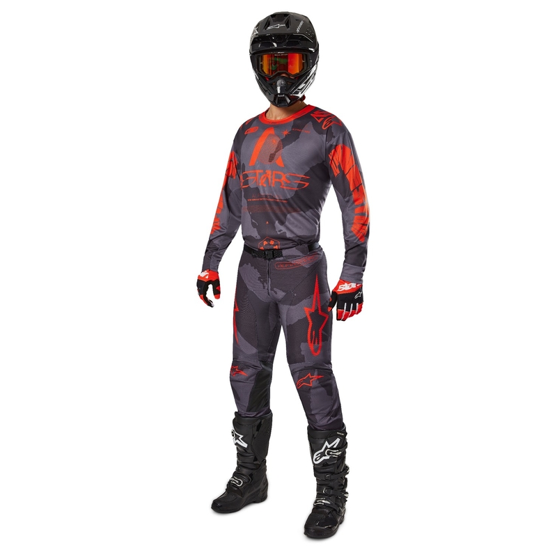 Alpinestars Racer Hollow harmaa camo-fluo oranssi motocross trikoo