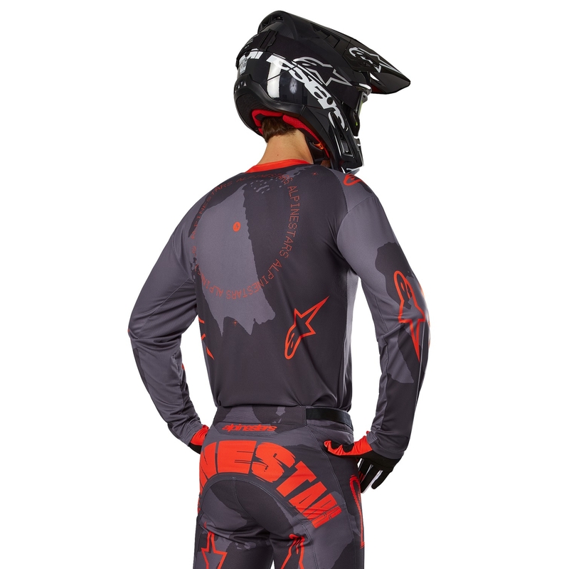 Alpinestars Racer Hollow harmaa camo-fluo oranssi motocross trikoo