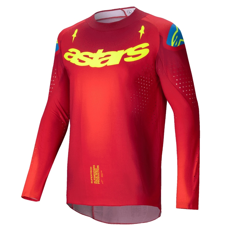 Motokrosový dres Alpinestars Supertech Maker červeno-fluo žlutý