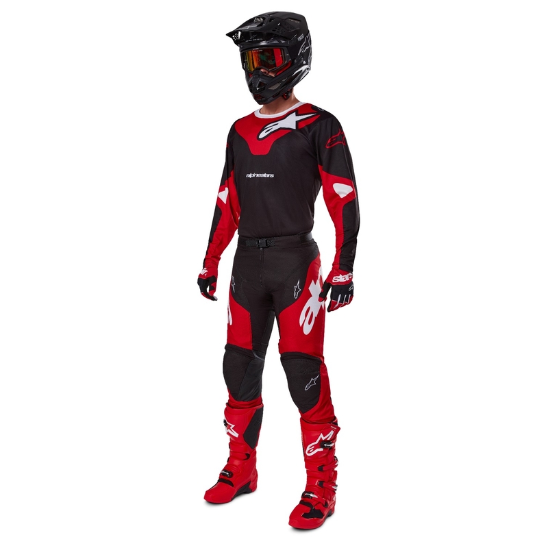 Alpinestars Racer Veil Motocross-housut musta ja punainen