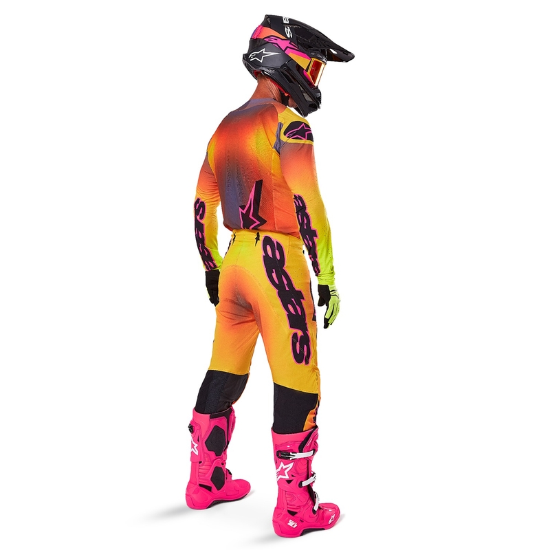 Motokrosové kalhoty Alpinestars Supertech Lipan žluto-růžové