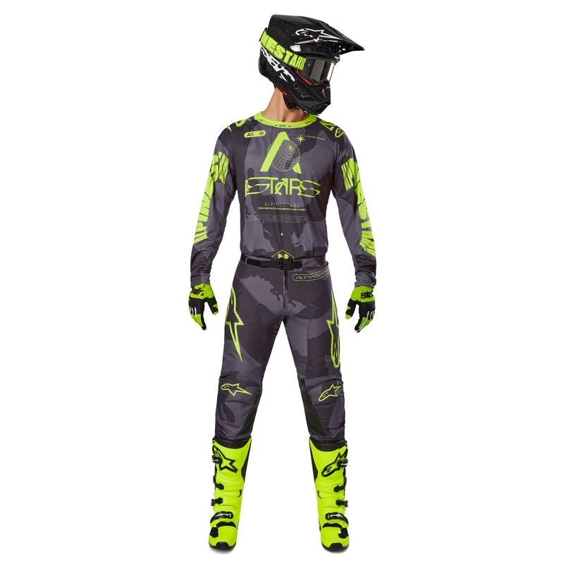 Alpinestars Racer Hollow Motocross-housut tumma camo-fluo-keltainen