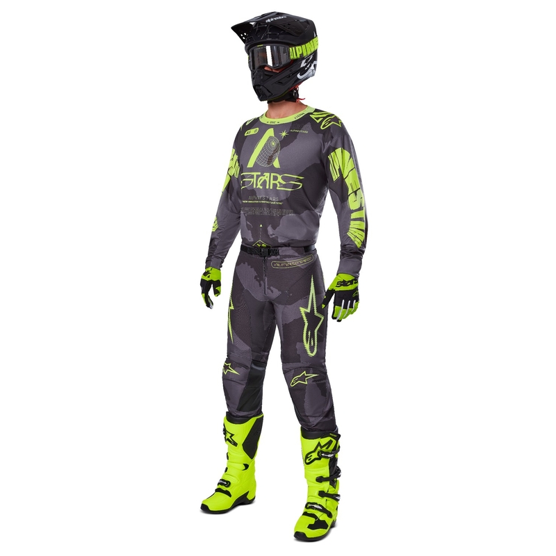 Alpinestars Racer Hollow Motocross-housut tumma camo-fluo-keltainen
