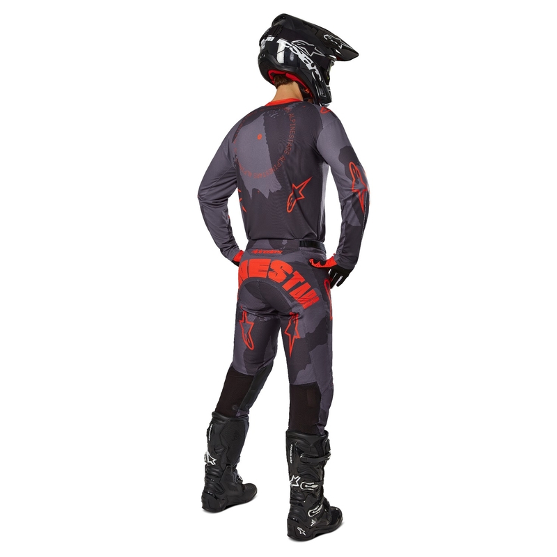 Alpinestars Racer Hollow Motocross-housut harmaa camo-fluo oranssi