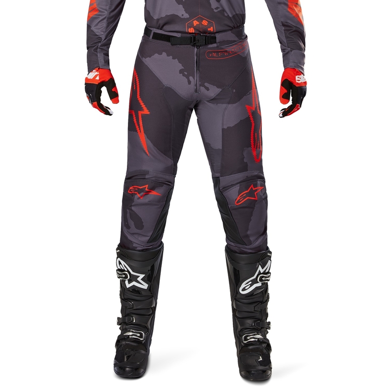 Alpinestars Racer Hollow Motocross-housut harmaa camo-fluo oranssi
