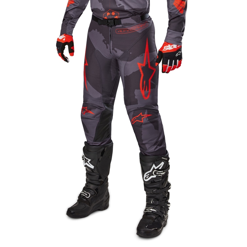 Alpinestars Racer Hollow Motocross-housut harmaa camo-fluo oranssi