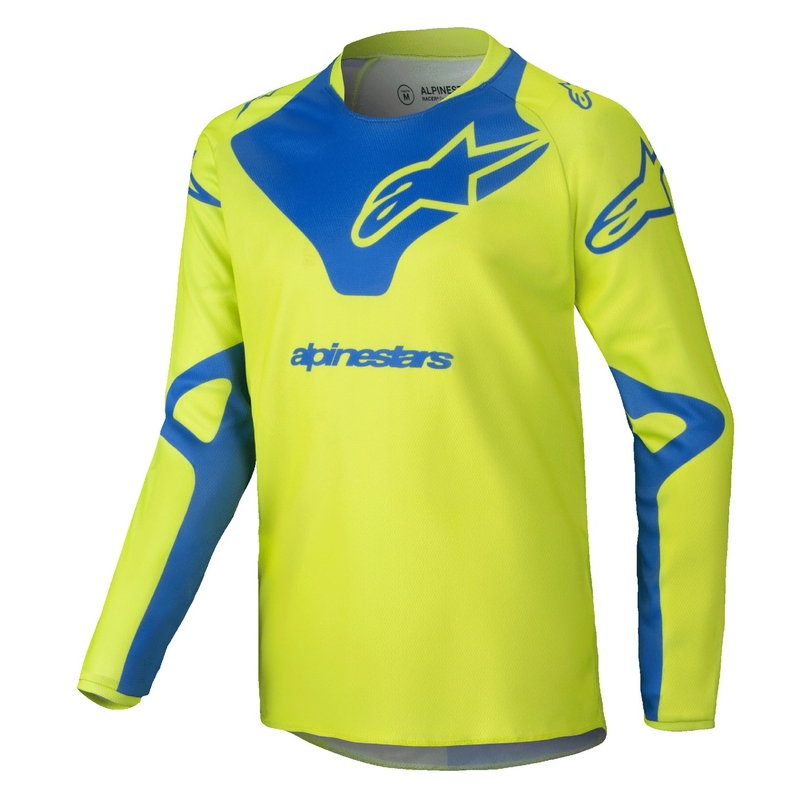Lasten motocross pelipaita Alpinestars Racer Veil fluo keltainen-sininen