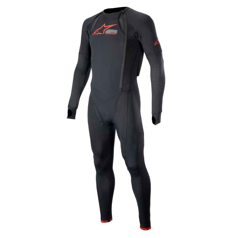 Alpinestars TECH-AIR®10 airbag-liivin päällinen pitkillä lahkeilla musta-punainen-harmaa.
