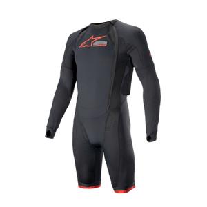 Alpinestars TECH-AIR®10 lyhyen säären turvatyynyliivin päällinen musta-punainen-harmaa.