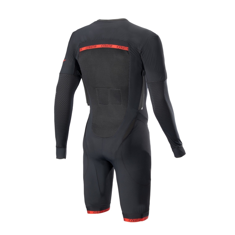 Alpinestars TECH-AIR®10 lyhyen säären turvatyynyliivin päällinen musta-punainen-harmaa.