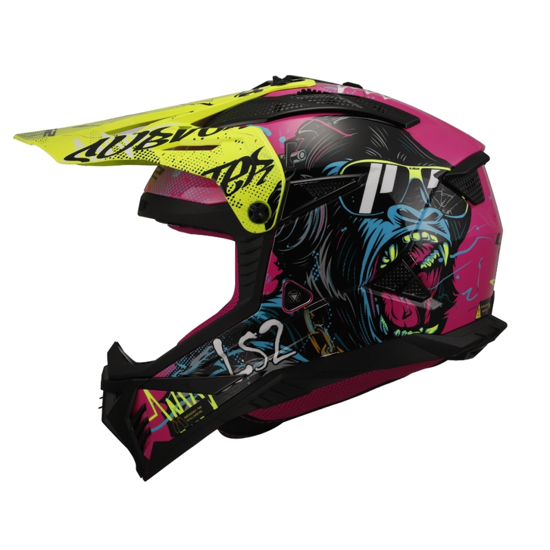 Motocross kypärä LS2 MX708 Fast II Gorilla violetti-keltainen