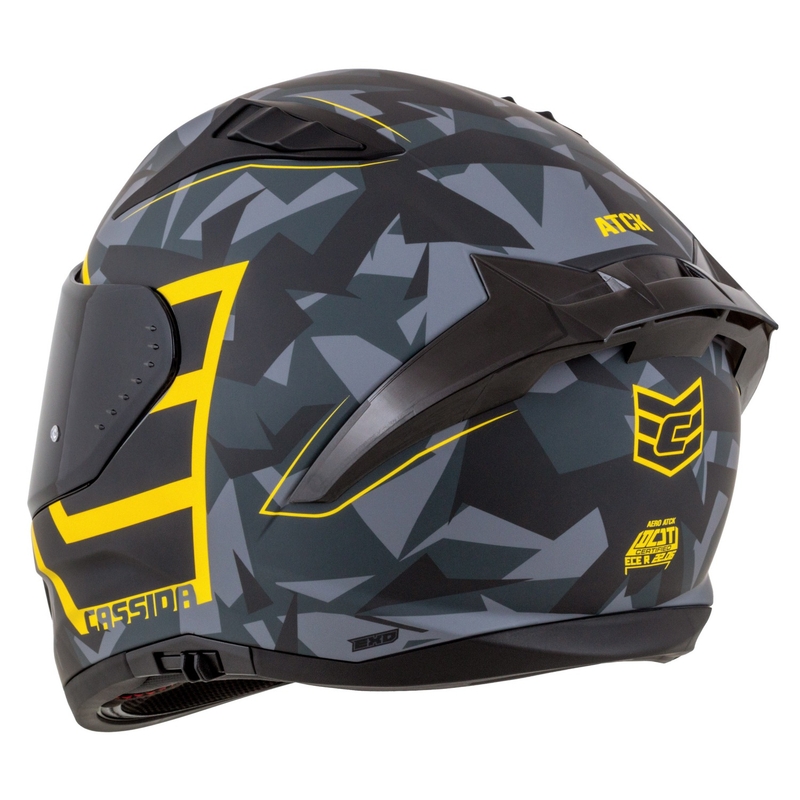 Integroitu moottoripyöräilykypärä Cassida Aero camo harmaa-musta-fluokokeltainen