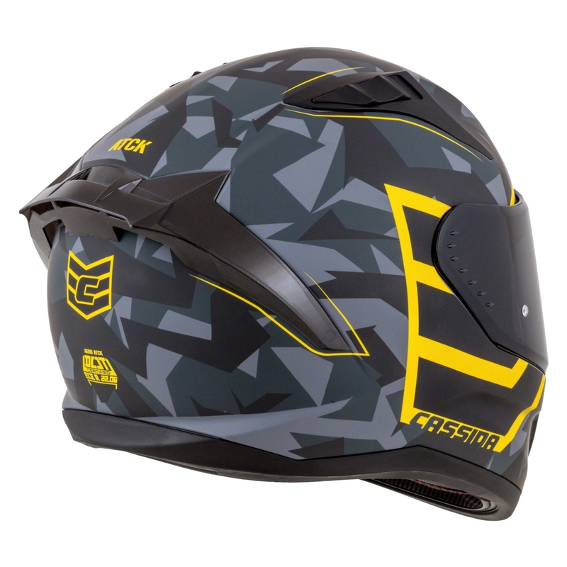 Integroitu moottoripyöräilykypärä Cassida Aero camo harmaa-musta-fluokokeltainen