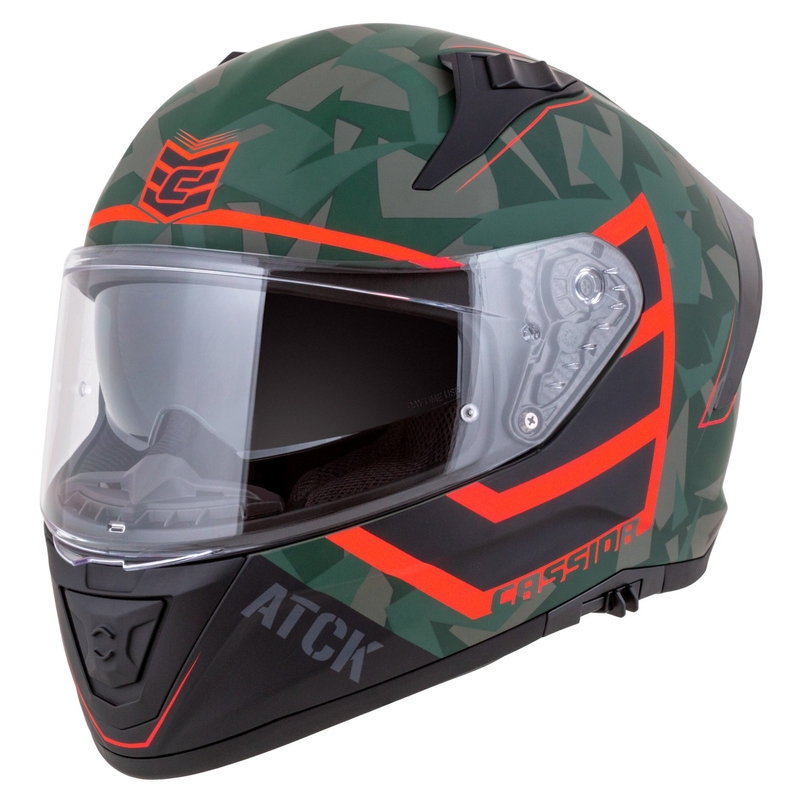 Cassida Aero ATCK camo vihreä-musta-harmaa-oranssi integroitu moottoripyöräilykypärä