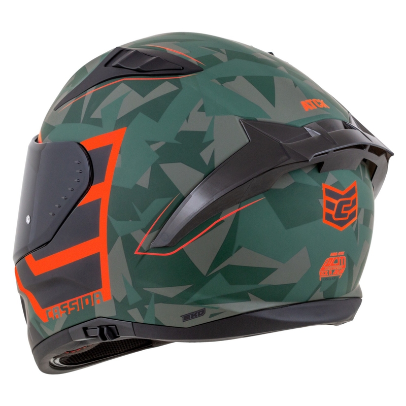 Cassida Aero ATCK camo vihreä-musta-harmaa-oranssi integroitu moottoripyöräilykypärä
